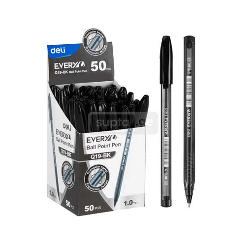 DELI-დელი შავი კალამი 1,0მმ წვერით Q19-BK 1*25ც